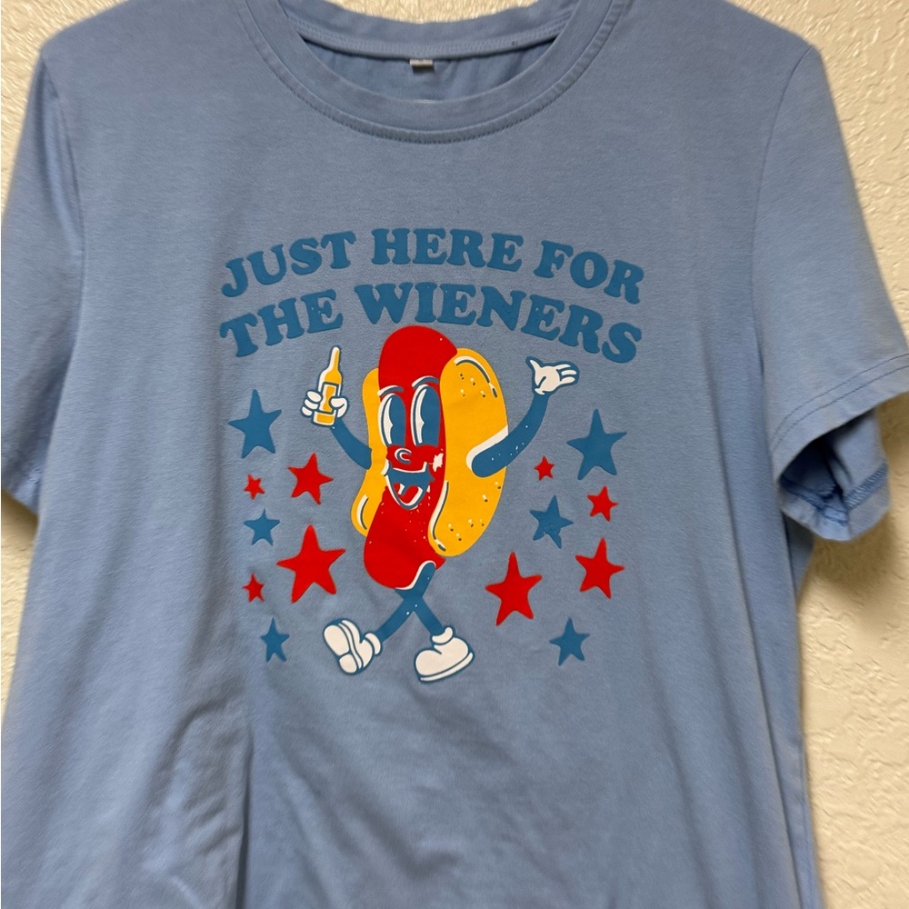 “Just here for the Wieners” Funny Graphic T-Shirt Size Large - Picture 2 of 12